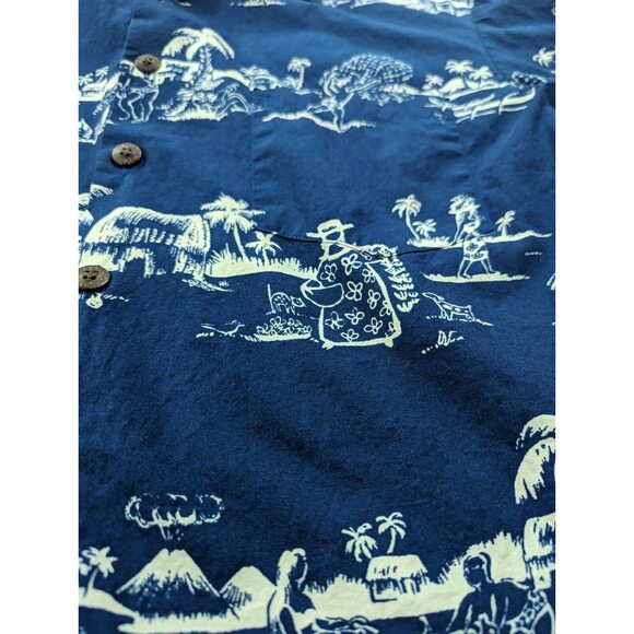 Kahala Hawaiian Aloha Rare Design Blue/White Short Sleeve Shirt Mens Size Large - Picture 4 of 9